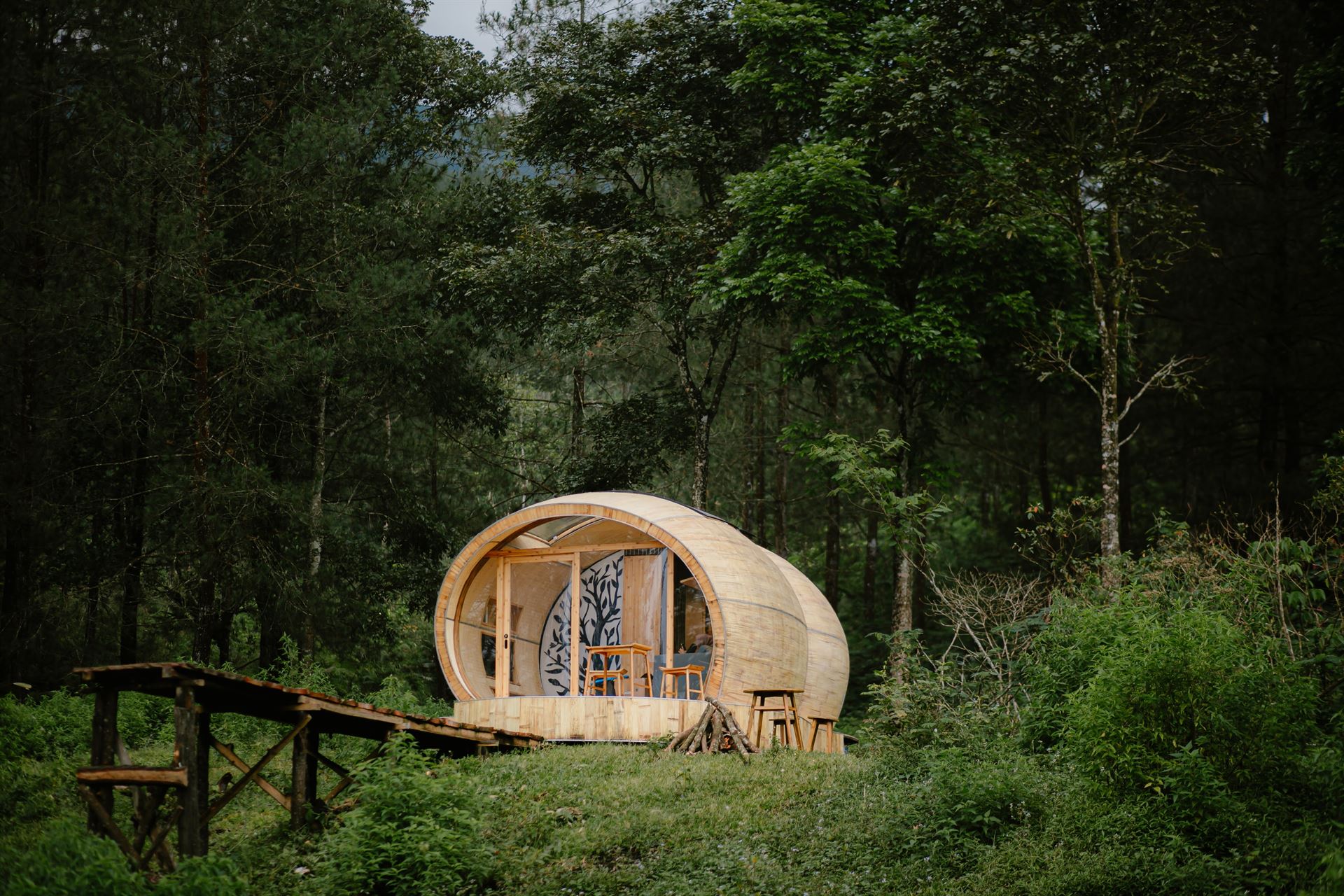 Architectural rendering of a modern pavilion constructed with premium engineered bamboo